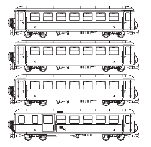 Ferro Train 9723-Y - Set of 4 Krimmler cars, green livery, for the YTB